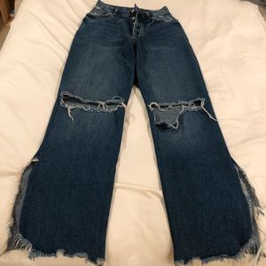 Zara flare baggy blue jeans